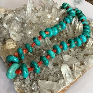 Turquoise and coral necklace